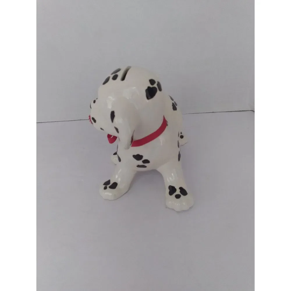 Vintage Ceramic Dalmatian Puppy Figurine with Red Bow Home Decor‎ Collectible